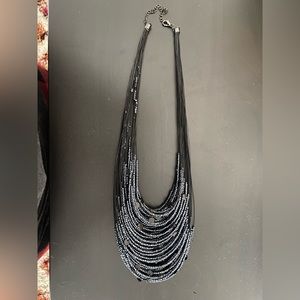 Black beaded layered necklace